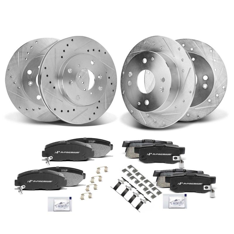 Front & Rear Drilled Rotors & Ceramic Brake Pads for Acura CL Honda Accord 2.3L