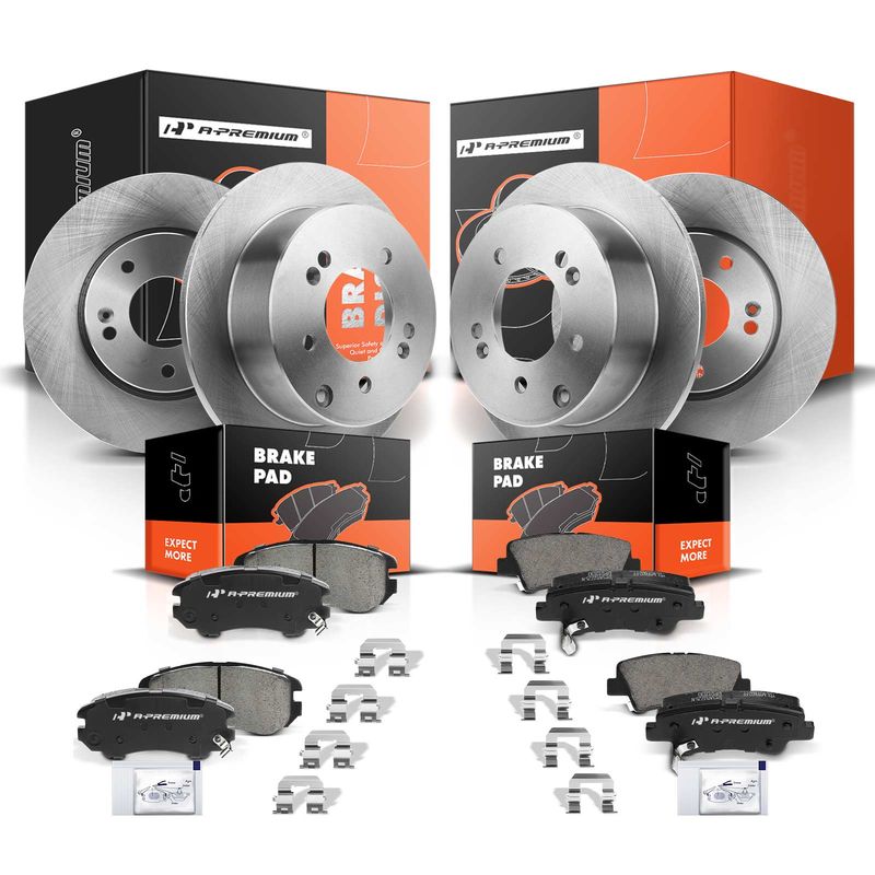 Front & Rear Disc Brake Rotors & Ceramic Brake Pads for Kia Soul 12-13 2.0L 1.6L