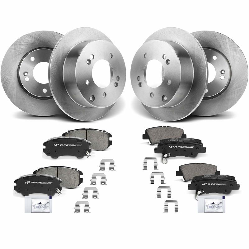 Front & Rear Disc Brake Rotors & Ceramic Brake Pads for Kia Soul 12-13 2.0L 1.6L