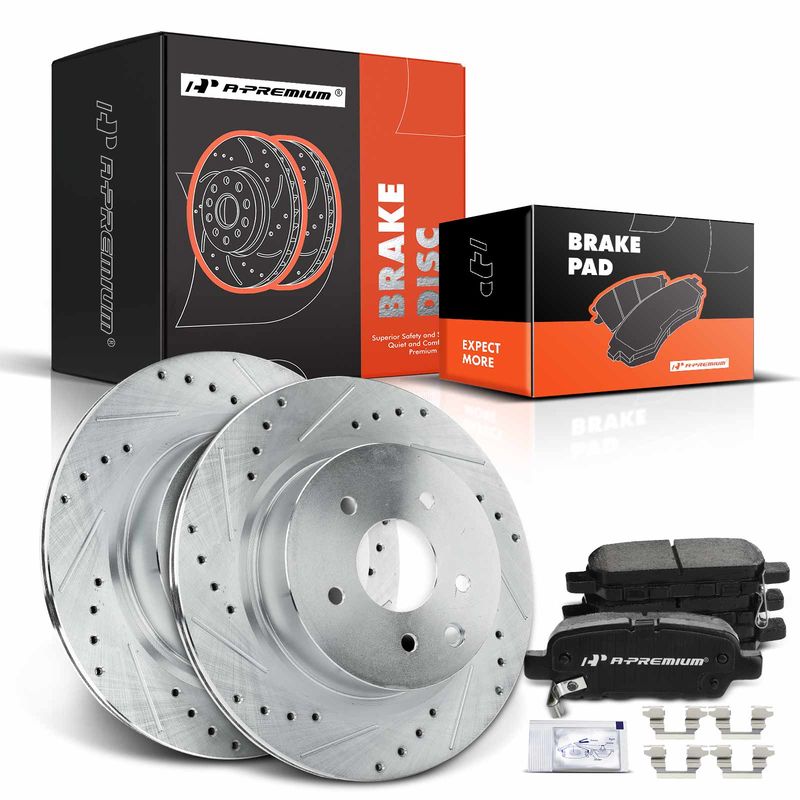 Rear Drilled Rotors & Ceramic Brake Pads for Nissan Maxima 2010-2014 2016-2017
