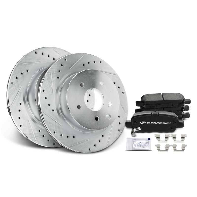 Rear Drilled Rotors & Ceramic Brake Pads for Nissan Maxima 2010-2014 2016-2017