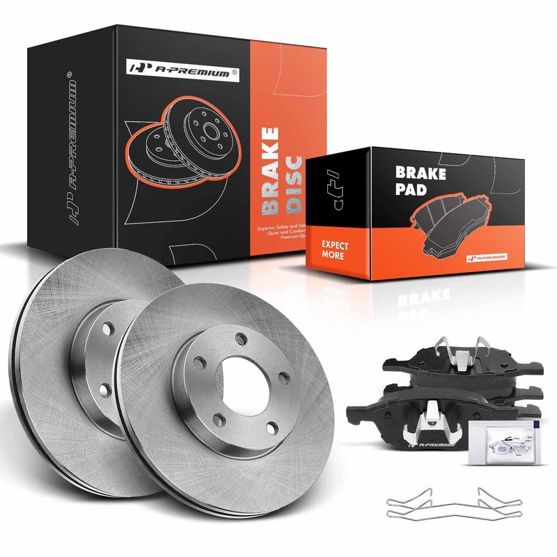 Front Disc Brake Rotors & Ceramic Brake Pads for Mazda 3 2004-2013 L4 2.0L