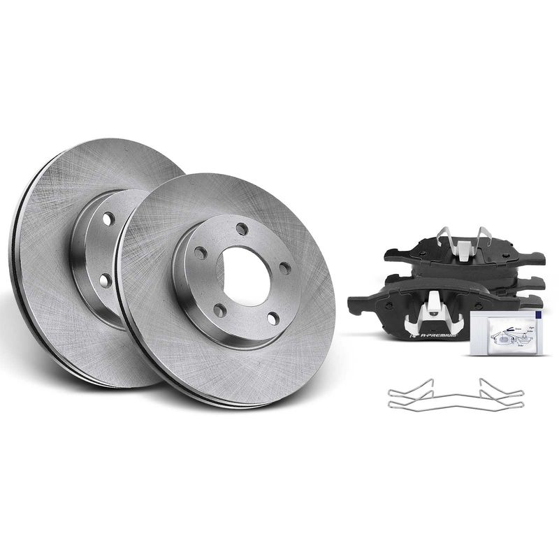Front Disc Brake Rotors & Ceramic Brake Pads for Mazda 3 2004-2013 L4 2.0L