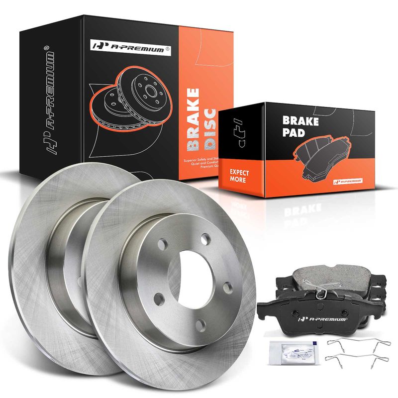 Rear Disc Brake Rotors & Ceramic Brake Pads for Mazda 3 2005-2013 L4 2.0L