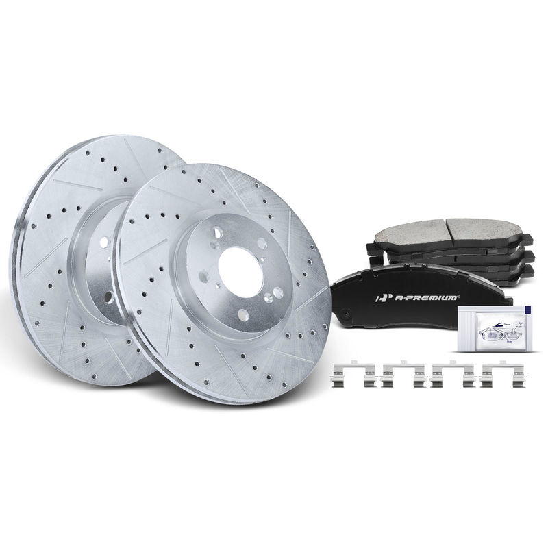 Front Drilled Rotors & Ceramic Brake Pads for Honda Pilot 09-15 Acura MDX RLX