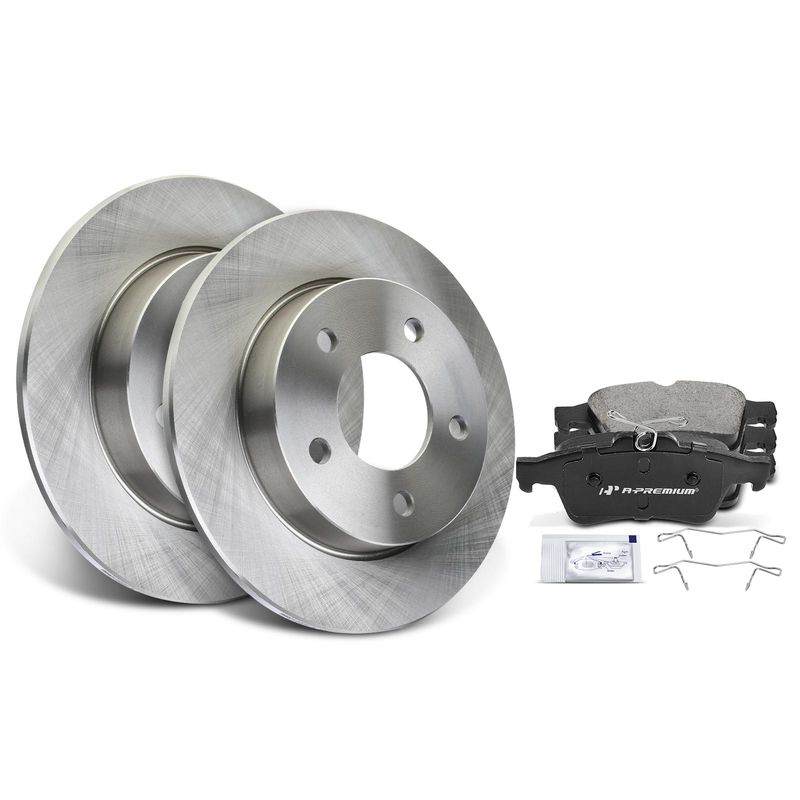 Rear Disc Brake Rotors & Ceramic Brake Pads for Mazda 3 2005-2013 L4 2.0L