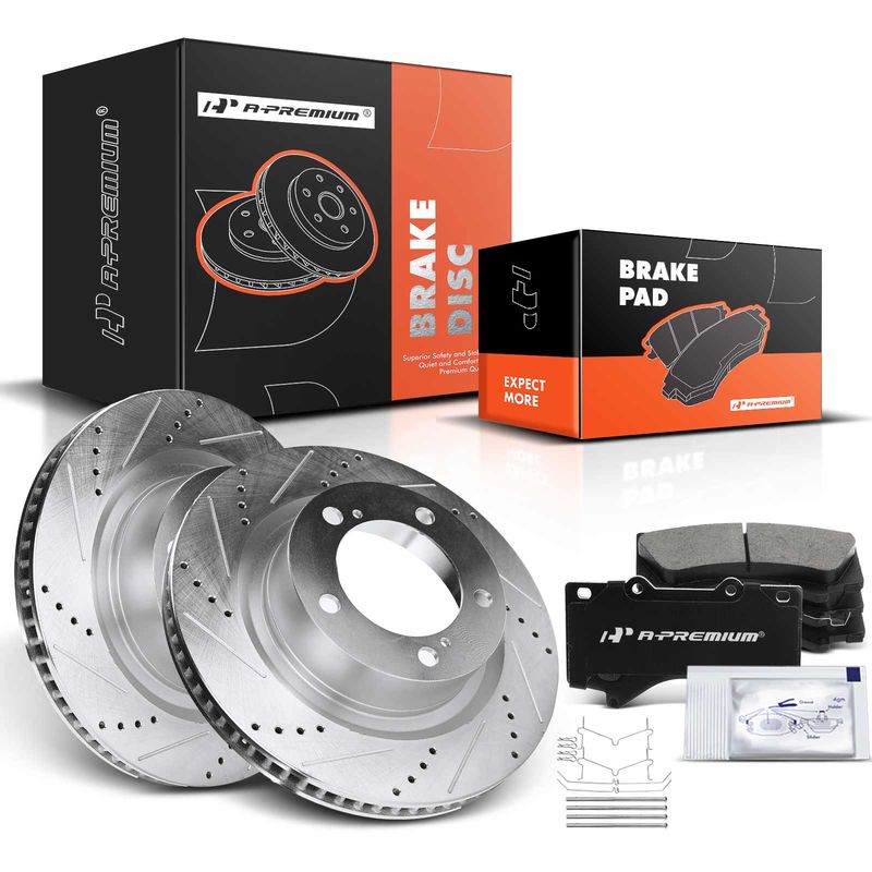 Front Drilled Rotors & Ceramic Brake Pads for Toyota Land Cruiser Tundra Lexus
