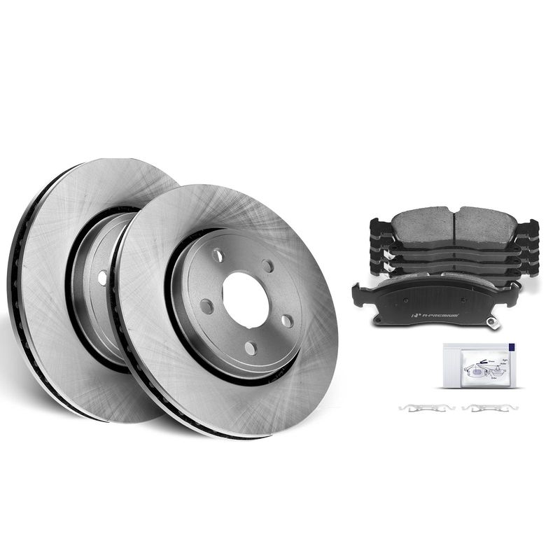 Front Disc Brake Rotors & Ceramic Brake Pads for Jeep Grand Cherokee 11-18