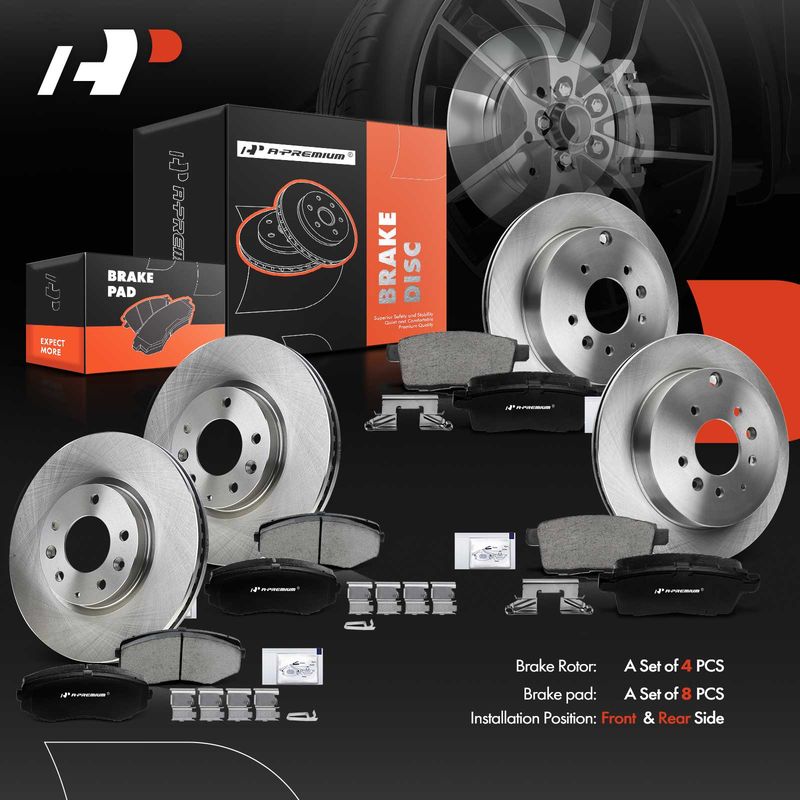 Front & Rear Disc Brake Rotors & Ceramic Brake Pads for Mazda CX-7 2007-2012