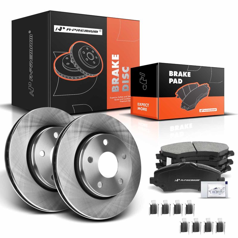 Front Disc Brake Rotors & Ceramic Brake Pads for Jeep Wrangler 2007-2017