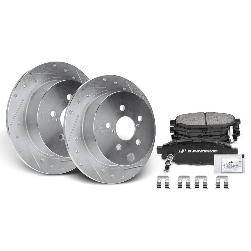 Rear Drilled Rotors & Ceramic Brake Pads for Subaru Impreza 2012-2016 Forester