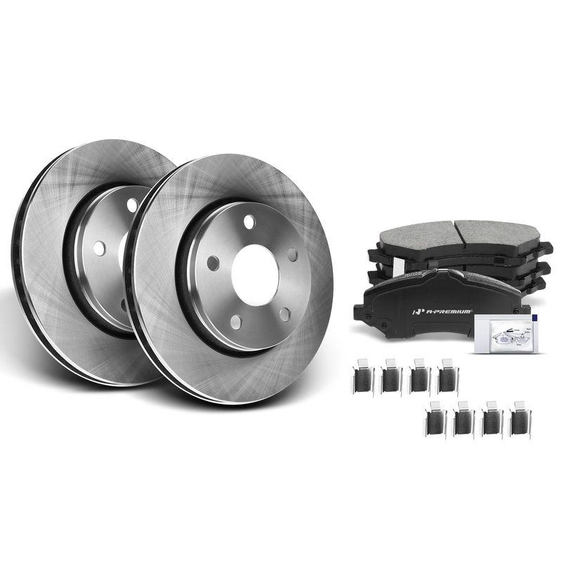 Front Disc Brake Rotors & Ceramic Brake Pads for Jeep Wrangler 2007-2017