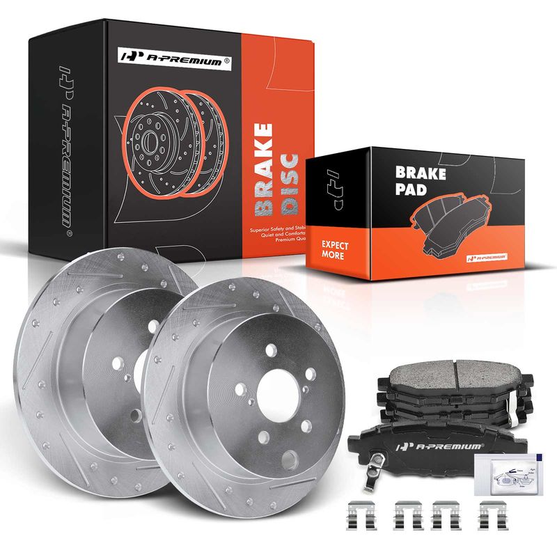 Rear Drilled Rotors & Ceramic Brake Pads for Subaru Impreza 2012-2016 Forester