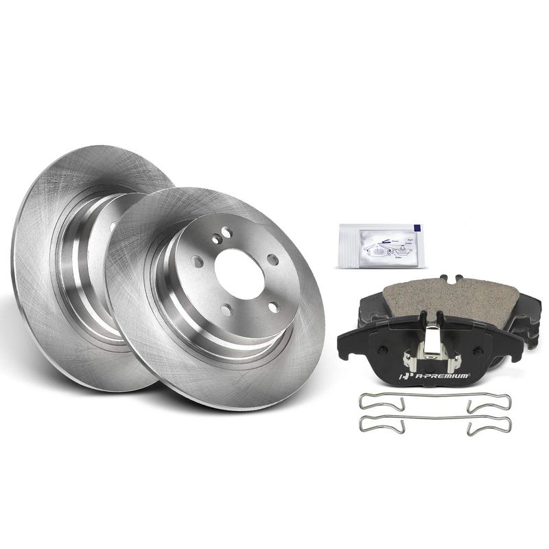 Rear Disc Brake Rotors & Ceramic Brake Pads for Mercedes-Benz C250 2010-2015