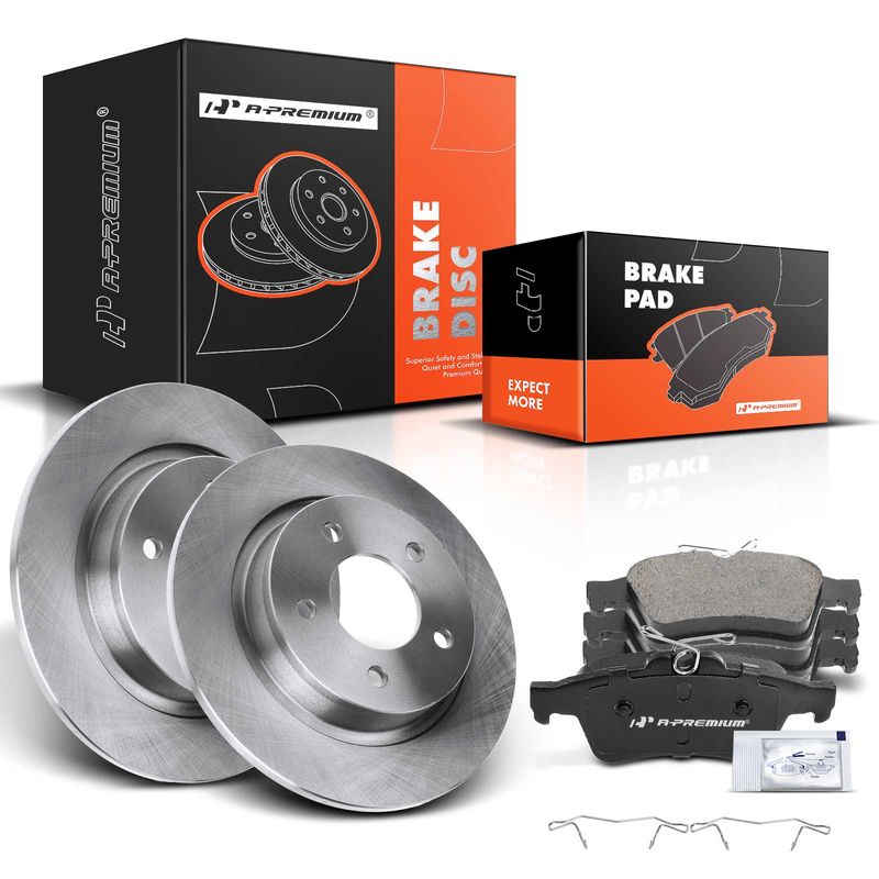 Rear Disc Brake Rotors & Ceramic Brake Pads for Mazda 3 2005-2013 L4 2.3L 2.5L