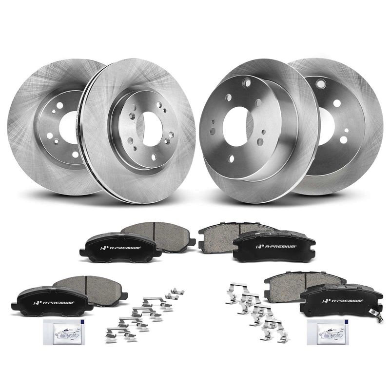 Front & Rear Disc Brake Rotors & Ceramic Brake Pads for Mitsubishi Eclipse 06-12