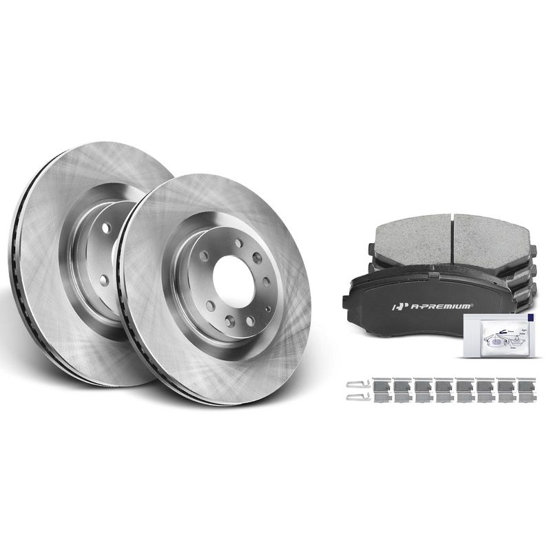 Front Disc Brake Rotors & Ceramic Brake Pads for Mazda CX-9 2007-2015