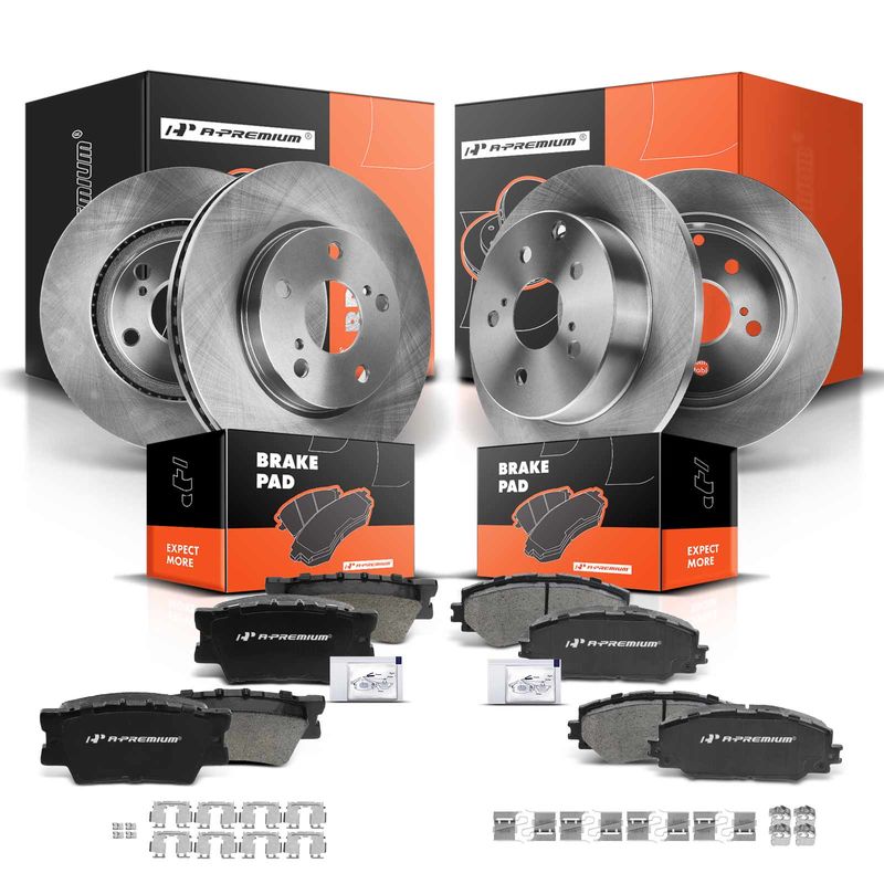 Front & Rear Disc Brake Rotors & Ceramic Brake Pads for Lexus HS250h 2010-2012