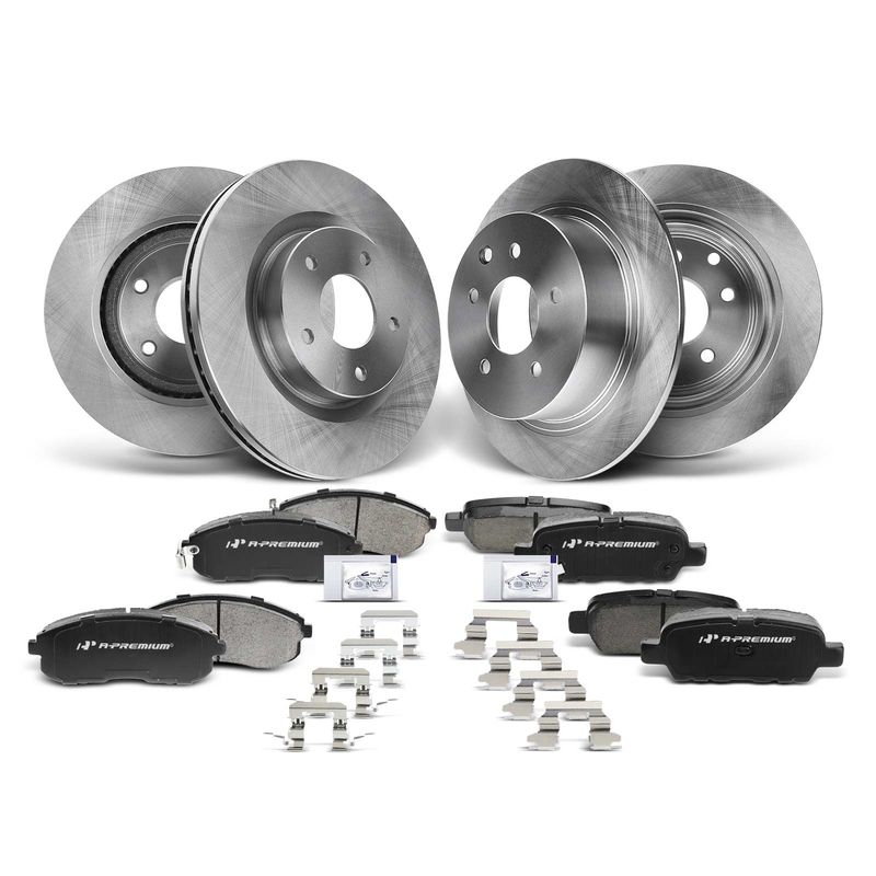 Front & Rear Disc Brake Rotors & Ceramic Brake Pads for Nissan Altima 07-13
