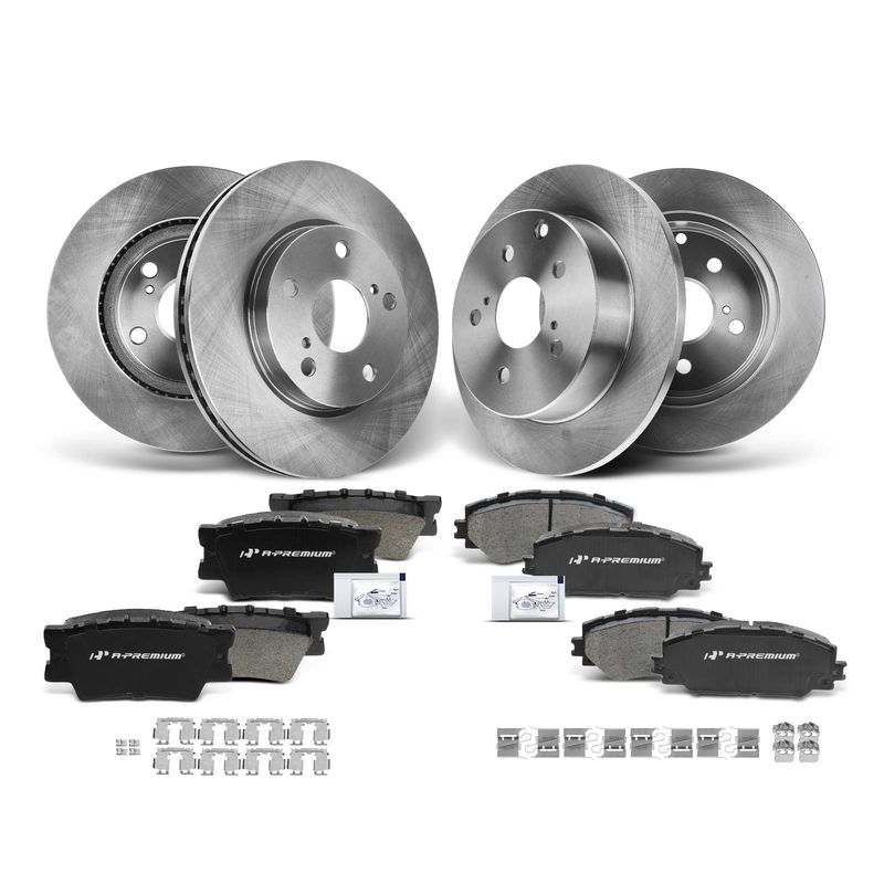 Front & Rear Disc Brake Rotors & Ceramic Brake Pads for Lexus HS250h 2010-2012