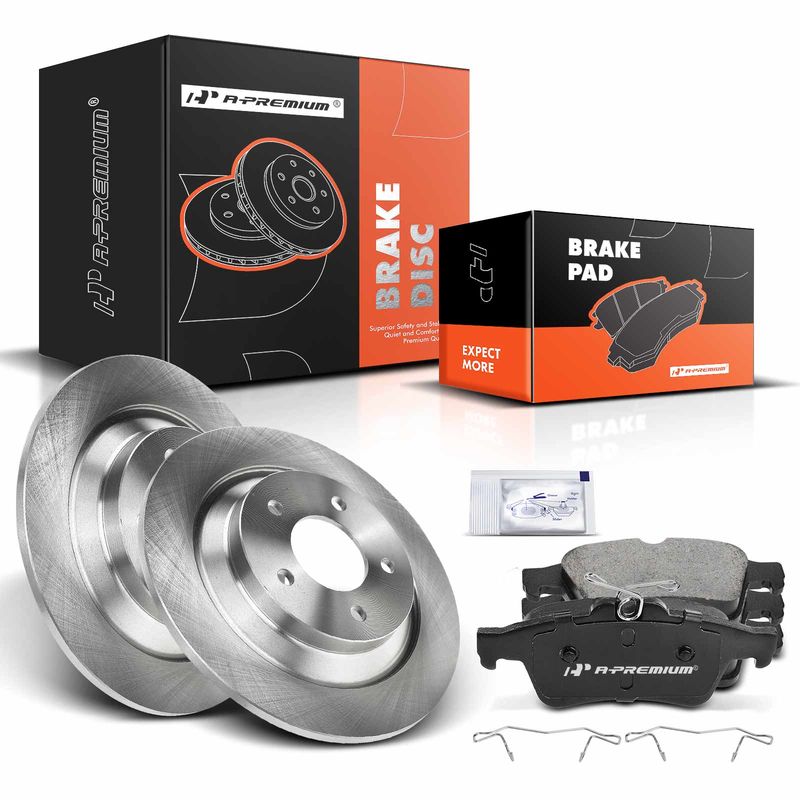 Rear Disc Brake Rotors & Ceramic Brake Pads for Mazda 5 06-10 12-17 L4 2.3L 2.5L