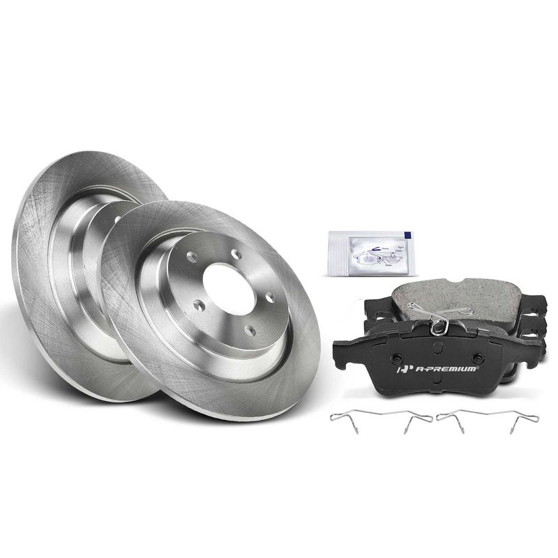 Rear Disc Brake Rotors & Ceramic Brake Pads for Mazda 5 06-10 12-17 L4 2.3L 2.5L
