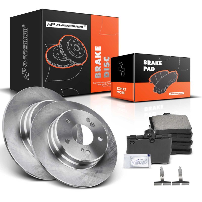 Rear Disc Brake Rotors & Ceramic Brake Pads for Mercedes-Benz C230 SLK230