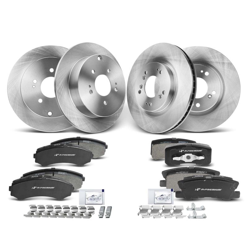 Front & Rear Disc Brake Rotors & Ceramic Brake Pads for Mitsubishi Endeavor