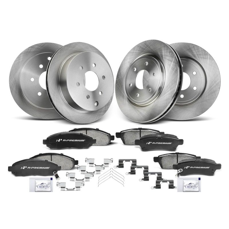 Front & Rear Disc Brake Rotors & Ceramic Brake Pads for Nissan Frontier Suzuki