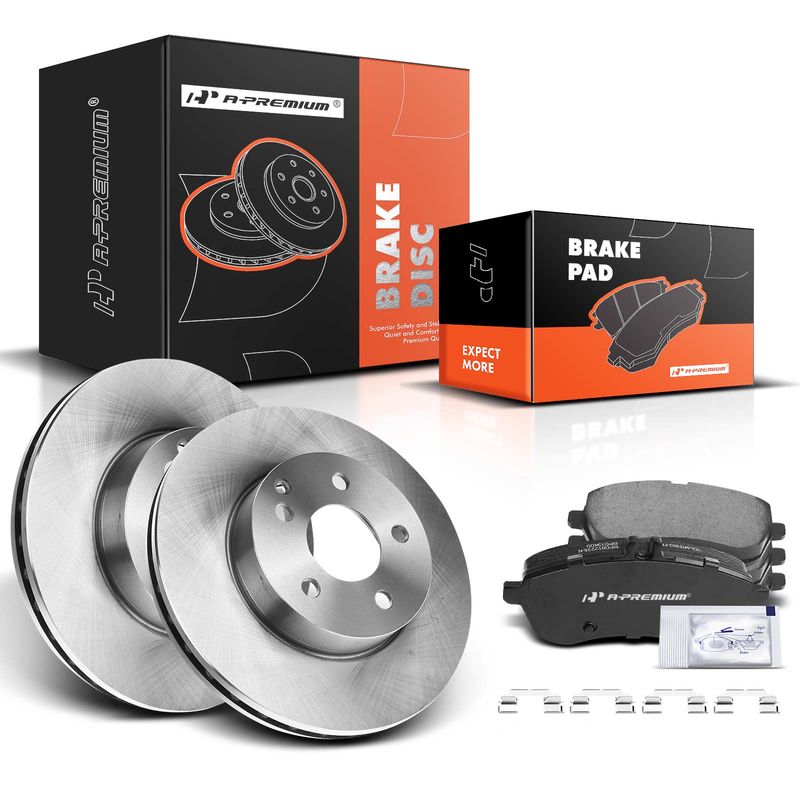Front Disc Brake Rotors & Ceramic Brake Pads for Mercedes-Benz C250 2012-2014