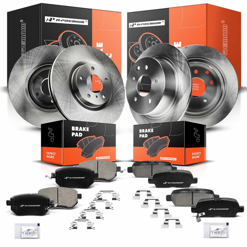Front & Rear Disc Brake Rotors & Ceramic Brake Pads for Nissan Altima 2004-2008
