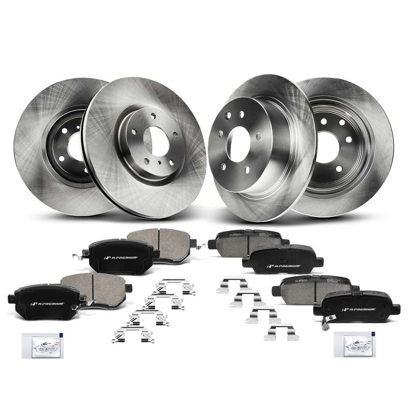 Front & Rear Disc Brake Rotors & Ceramic Brake Pads for Nissan Altima 2004-2008