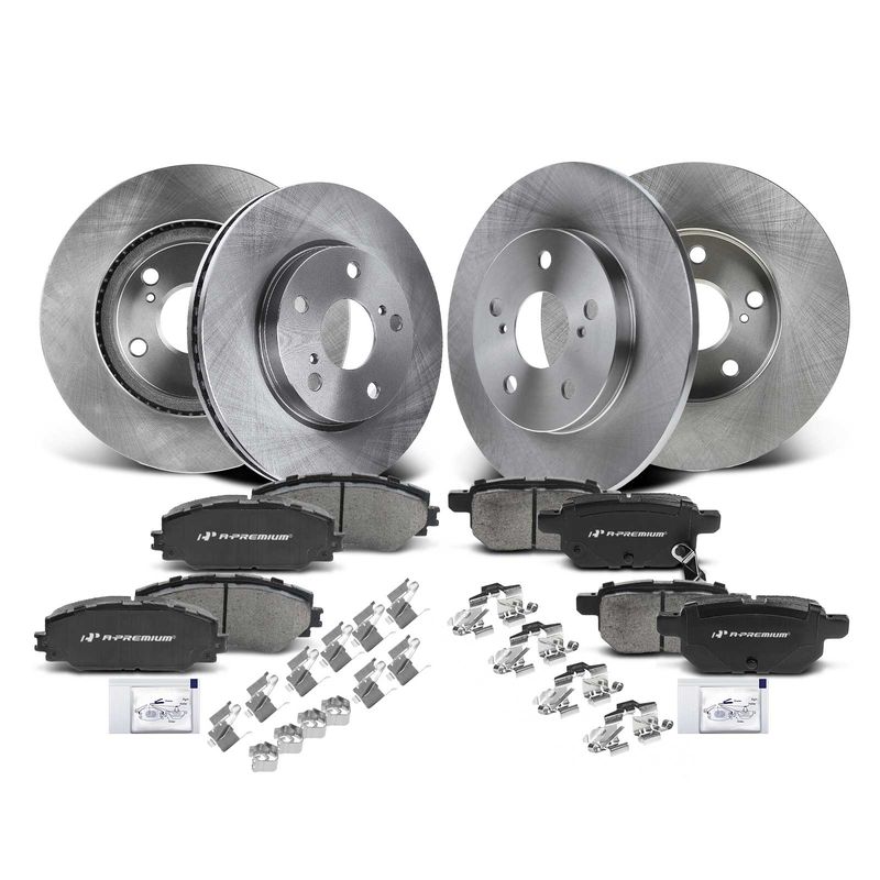 Front & Rear Disc Brake Rotors & Ceramic Brake Pads for Scion xB 2008-2015 2.4L