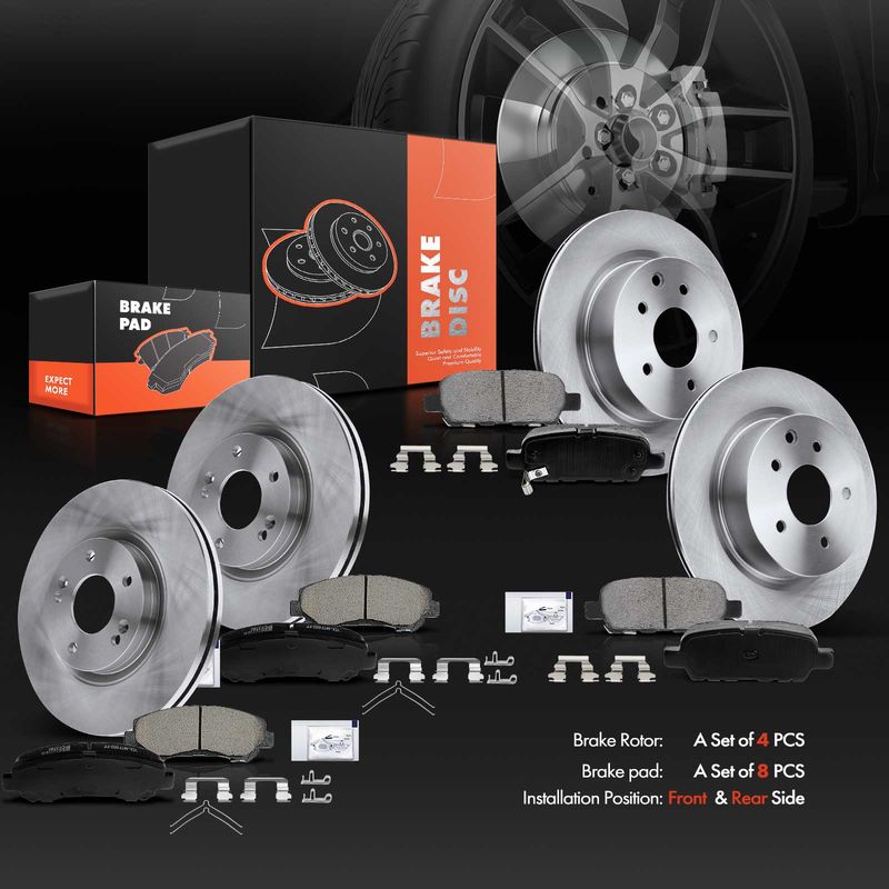 Front & Rear Disc Brake Rotors & Ceramic Brake Pads for Nissan Maxima V6 3.5L