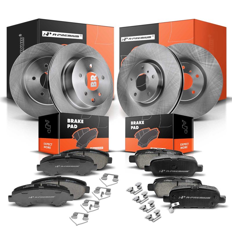Front & Rear Disc Brake Rotors & Ceramic Brake Pads for Nissan Maxima 10-14 16-17