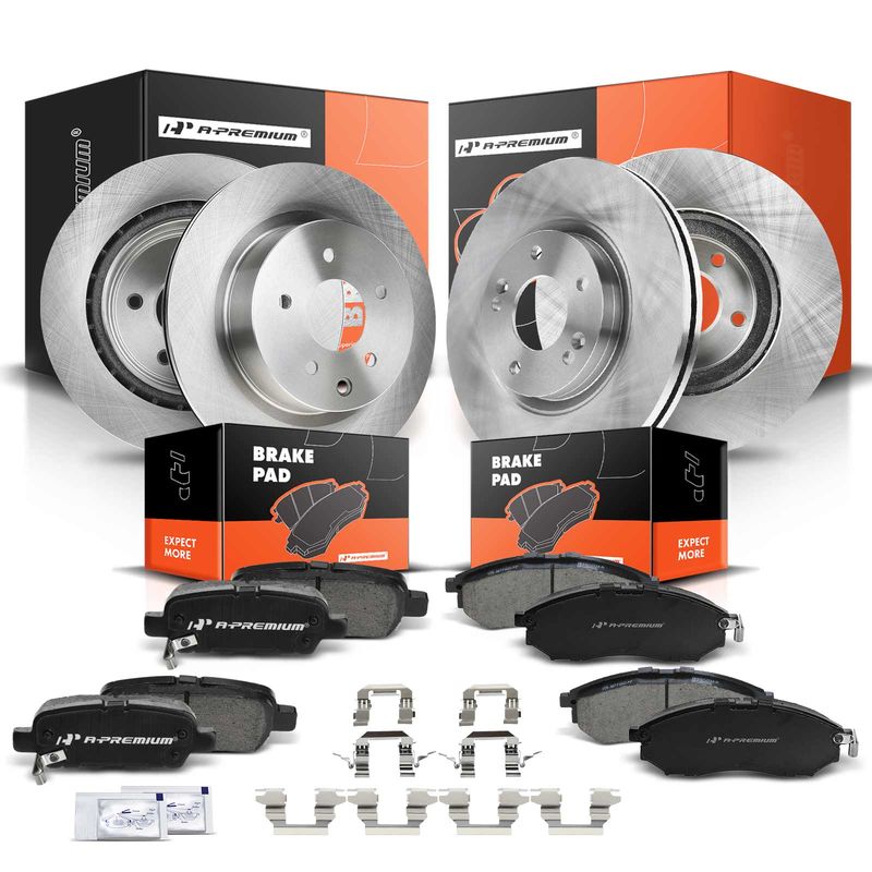 Front & Rear Disc Brake Rotors & Ceramic Brake Pads for Nissan 350Z INFINITI G25