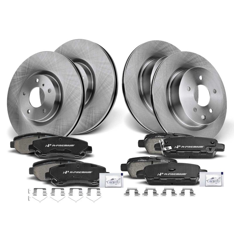 Front & Rear Disc Brake Rotors & Ceramic Brake Pads for Nissan Maxima 10-14 16-17
