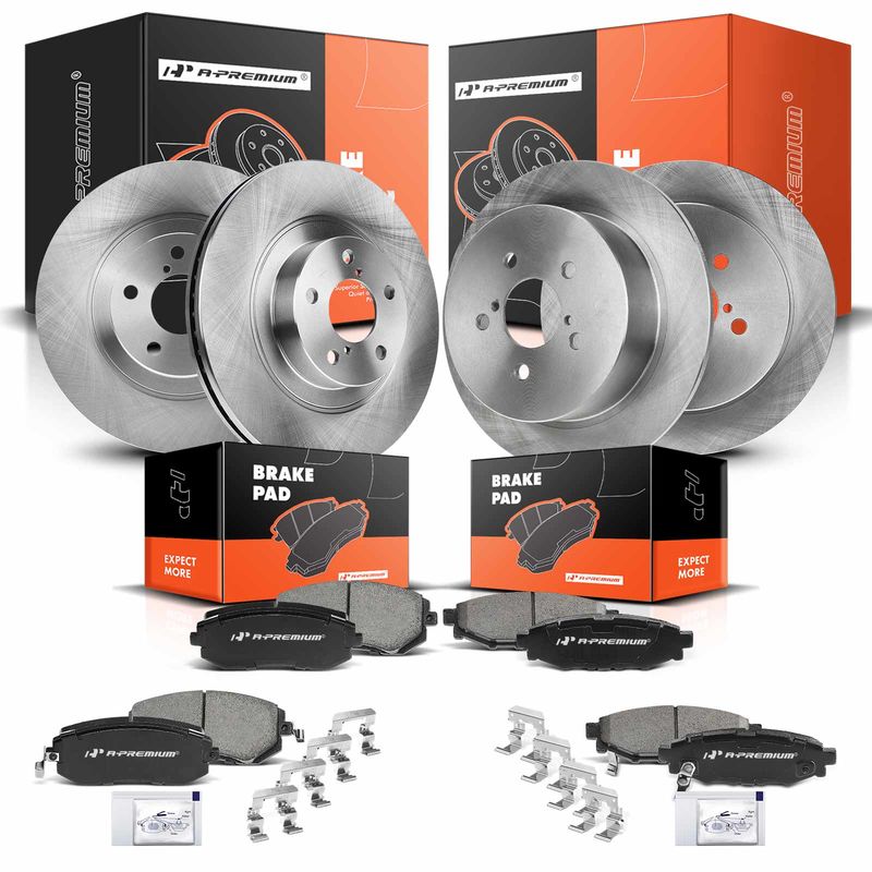 Front & Rear Disc Brake Rotors & Ceramic Brake Pads for Subaru Legacy 06-09