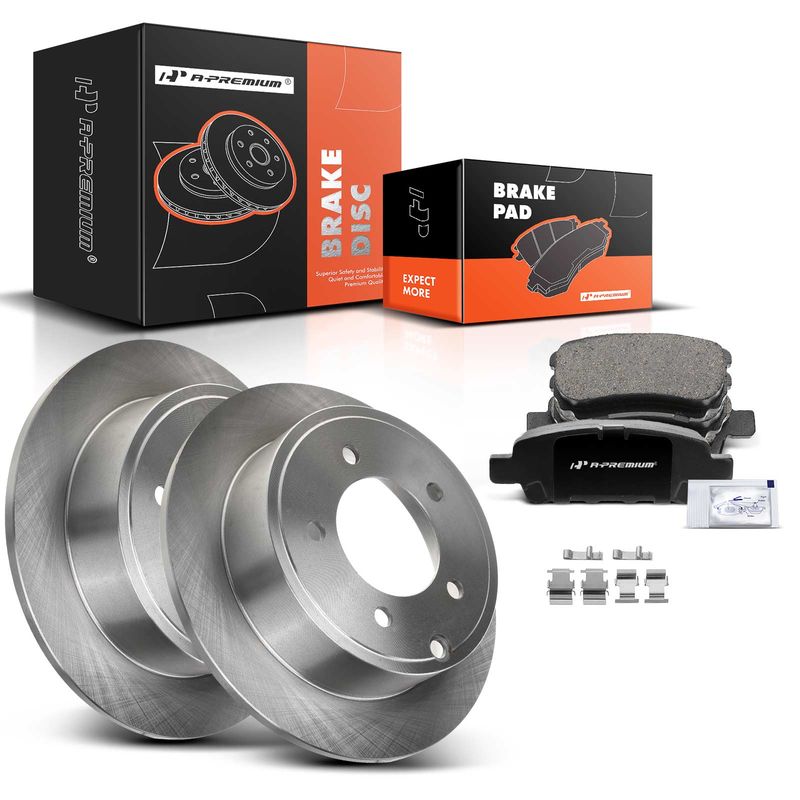 Rear Disc Brake Rotors & Ceramic Brake Pads for Mitsubishi Lancer Jeep Dodge