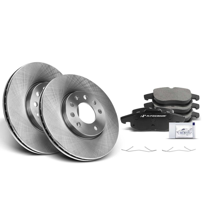 Front Disc Brake Rotors & Ceramic Brake Pads for Saab 9-3 2003-2010