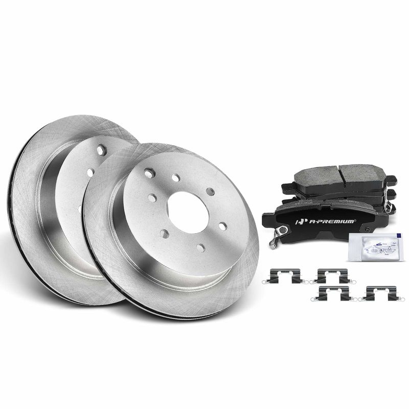 Rear Disc Brake Rotors & Ceramic Brake Pads for Nissan Frontier 2005-2019