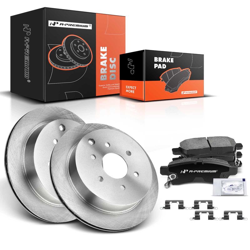 Rear Disc Brake Rotors & Ceramic Brake Pads for Nissan Frontier 2005-2019