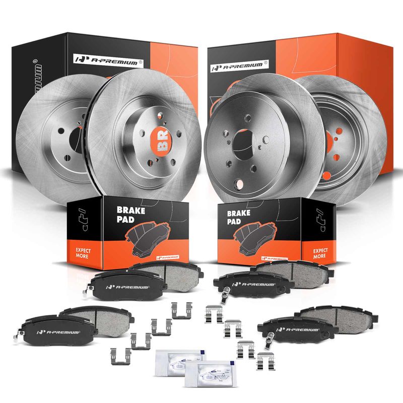 Front & Rear Disc Brake Rotors & Ceramic Brake Pads for Subaru Forester 2.5L