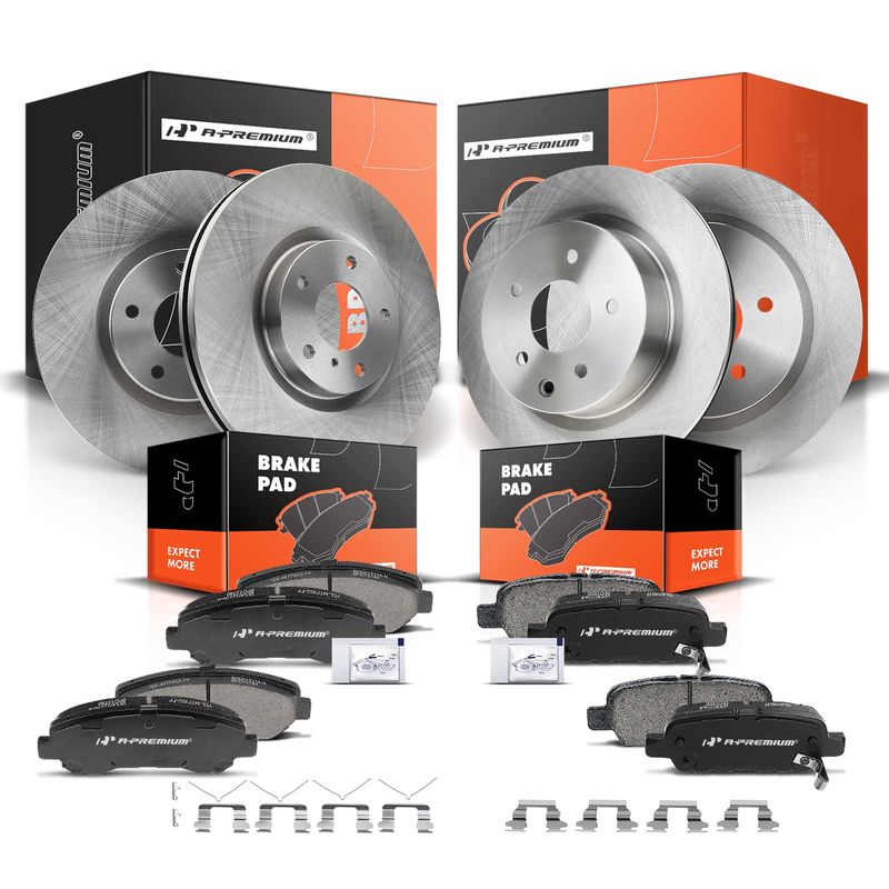 Front & Rear Disc Brake Rotors & Ceramic Brake Pads for Nissan Maxima 09-14 16-17