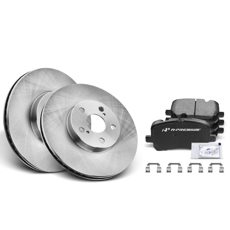 Front Disc Brake Rotors & Ceramic Brake Pads for Pontiac Vibe Toyota 2003-2008