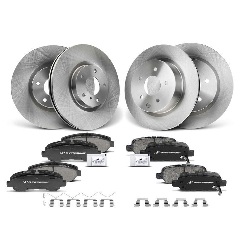 Front & Rear Disc Brake Rotors & Ceramic Brake Pads for Nissan Maxima 09-14 16-17