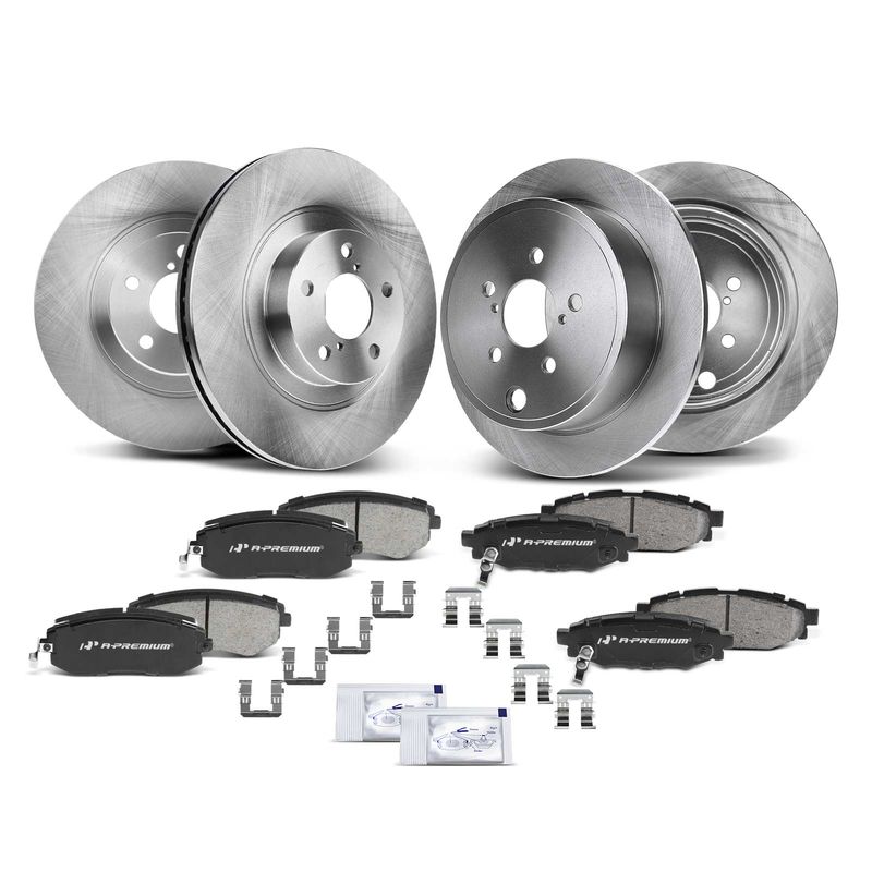 Front & Rear Disc Brake Rotors & Ceramic Brake Pads for Subaru Forester 2.5L