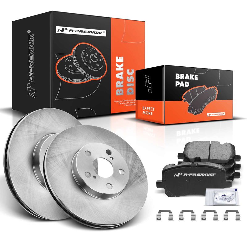 Front Disc Brake Rotors & Ceramic Brake Pads for Pontiac Vibe Toyota 2003-2008