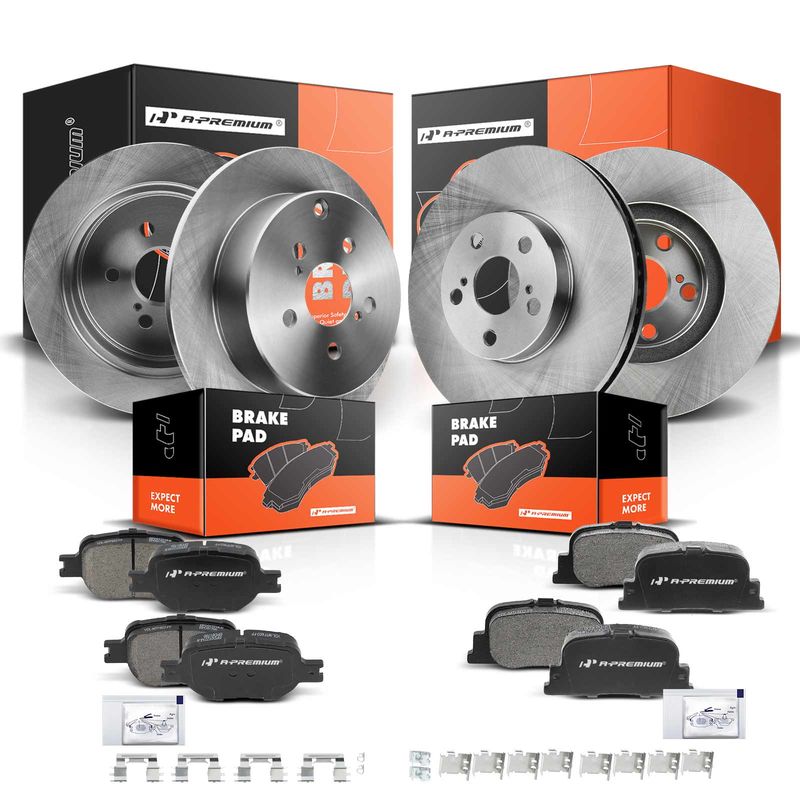 Front & Rear Disc Brake Rotors & Ceramic Brake Pads for Scion tC 2005-2010