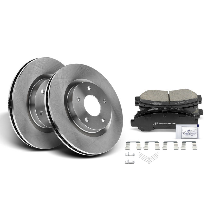 Front Disc Brake Rotors & Ceramic Brake Pads for Nissan Rogue 2008-2013 L4 2.5L